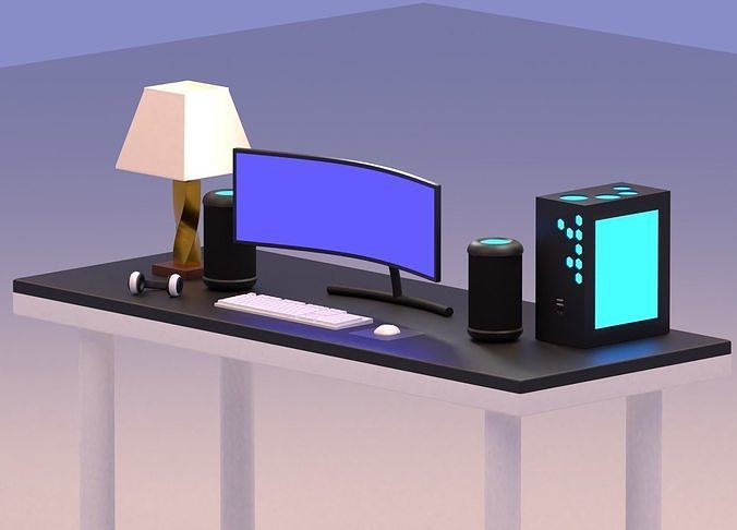 Desktop Computer Low-poly 3D model