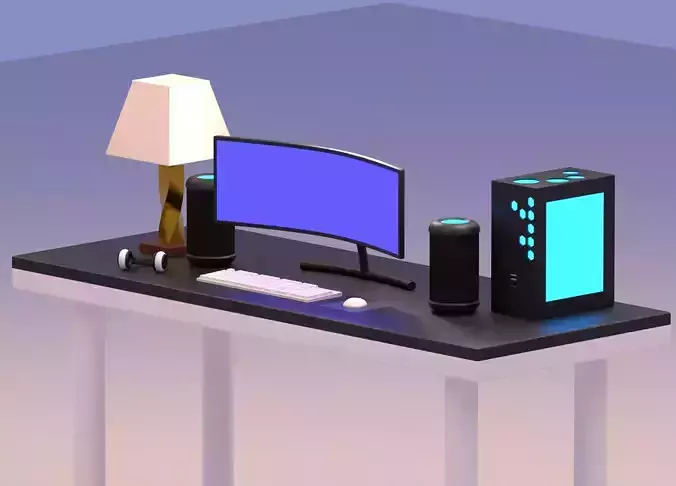 Desktop Computer Low-poly 3D model