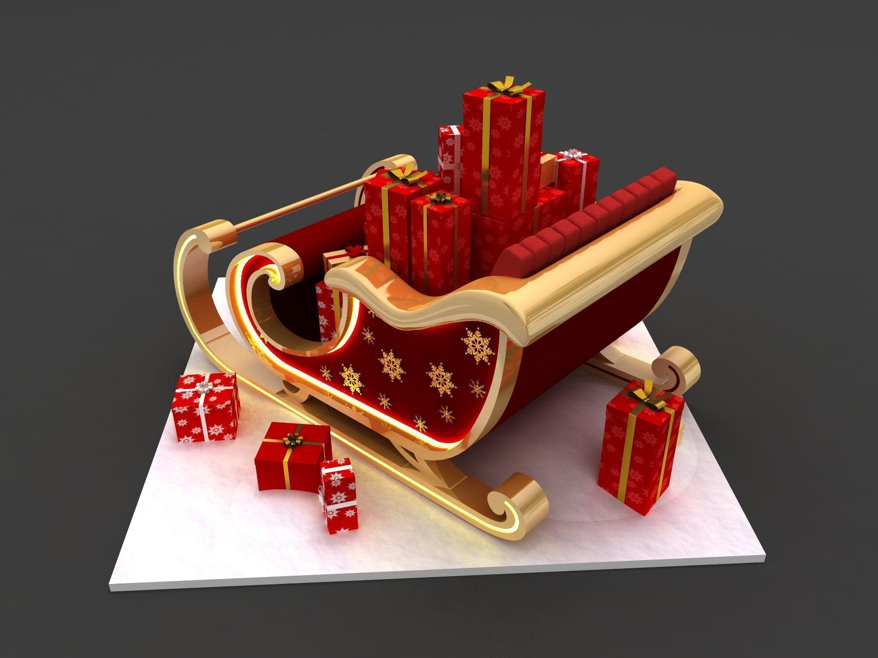 Santa Claus Sleigh 3D model_1