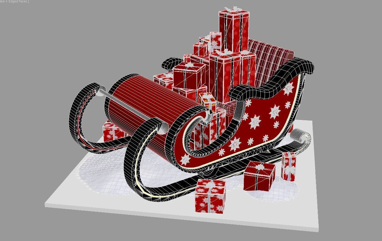 Santa Claus Sleigh 3D model_3