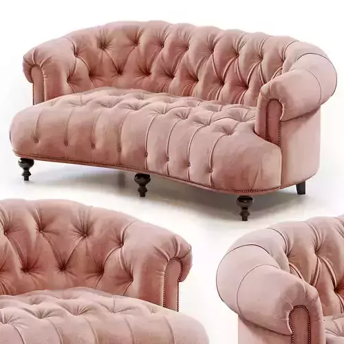 Brussel Blush Tufted Sofa 3D model