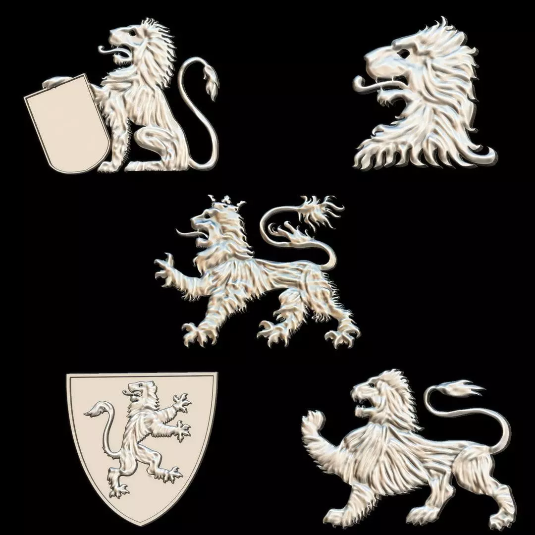Heraldry pack elements - 3d lions 3D print model