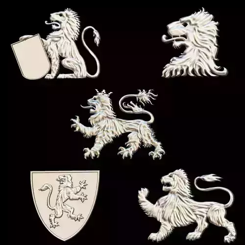 Heraldry pack elements - 3d lions 3D print model