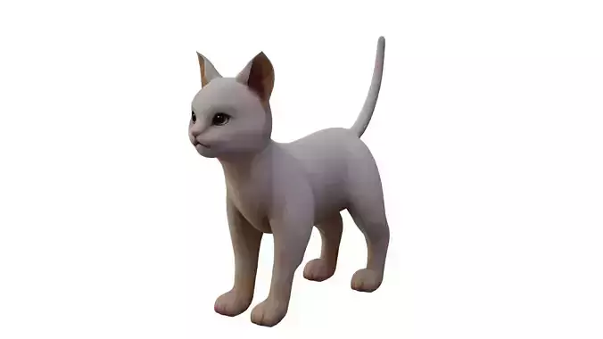 Cat White  Low-poly 3D model