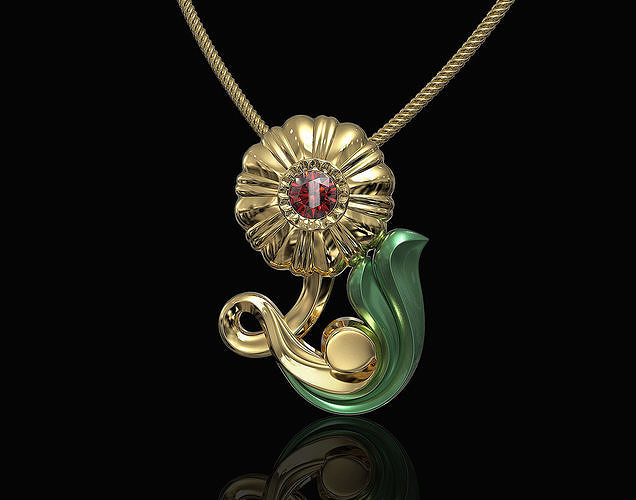 Pretty Rose with stalk-pendant 3D print model