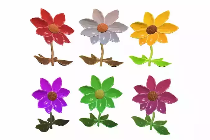 Sunflower cartoon stylized pack Low-poly 3D model