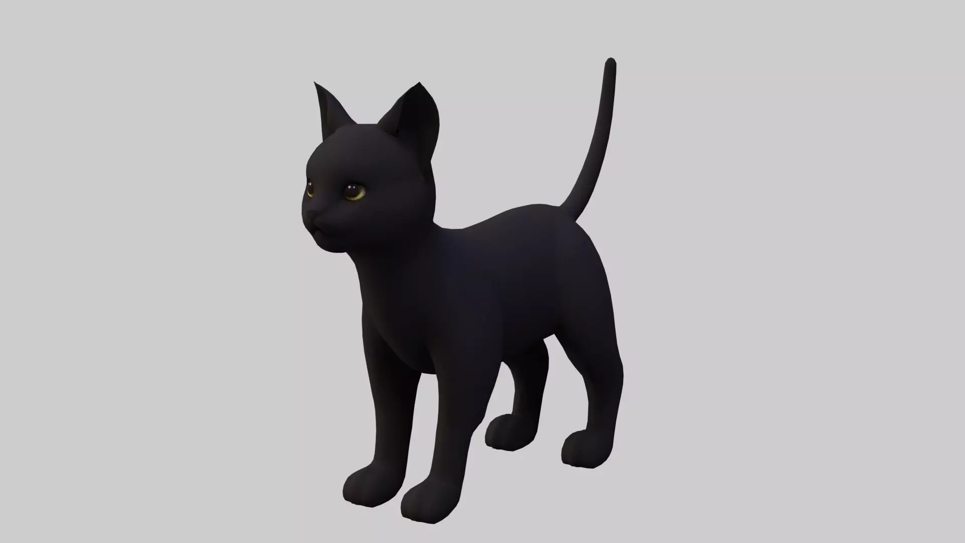 Cat Black  Low-poly 3D model_0