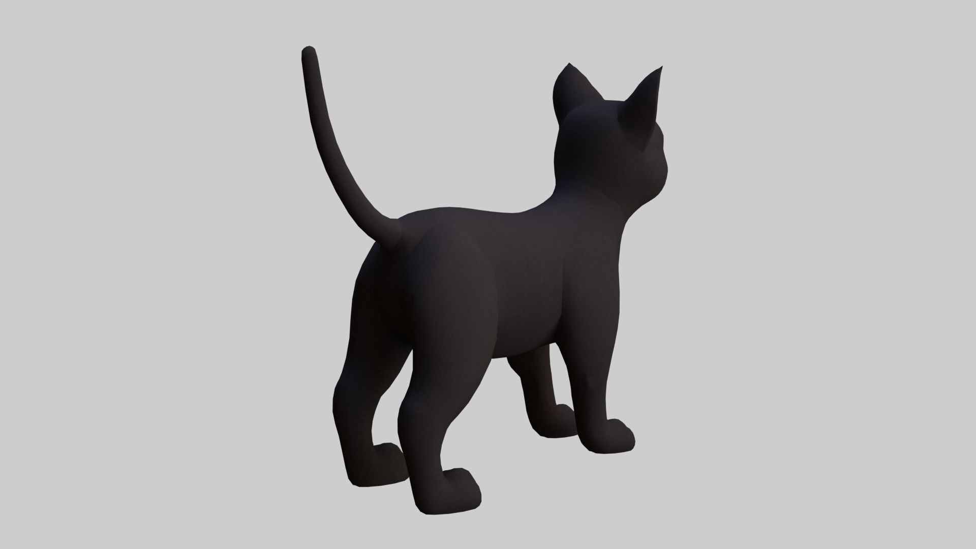 Cat Black  Low-poly 3D model_2