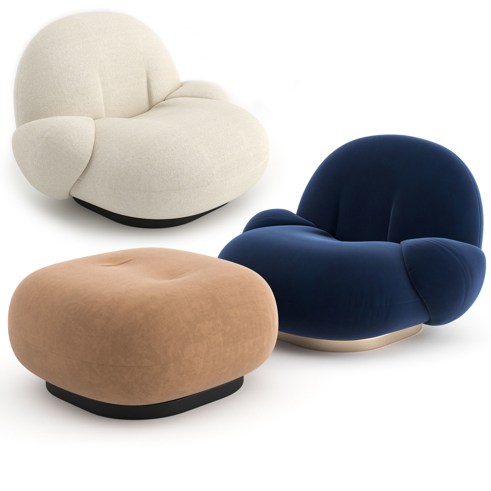 Pacha Lounge Chair with armrest by GUBI 3D model_7