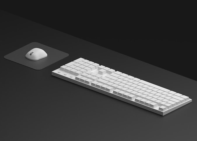 Computer Keyboard Mouse Low-poly 3D model