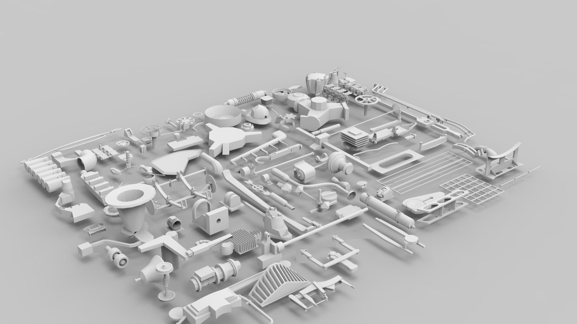 Kitbash-7 parts of machine 3D model_4