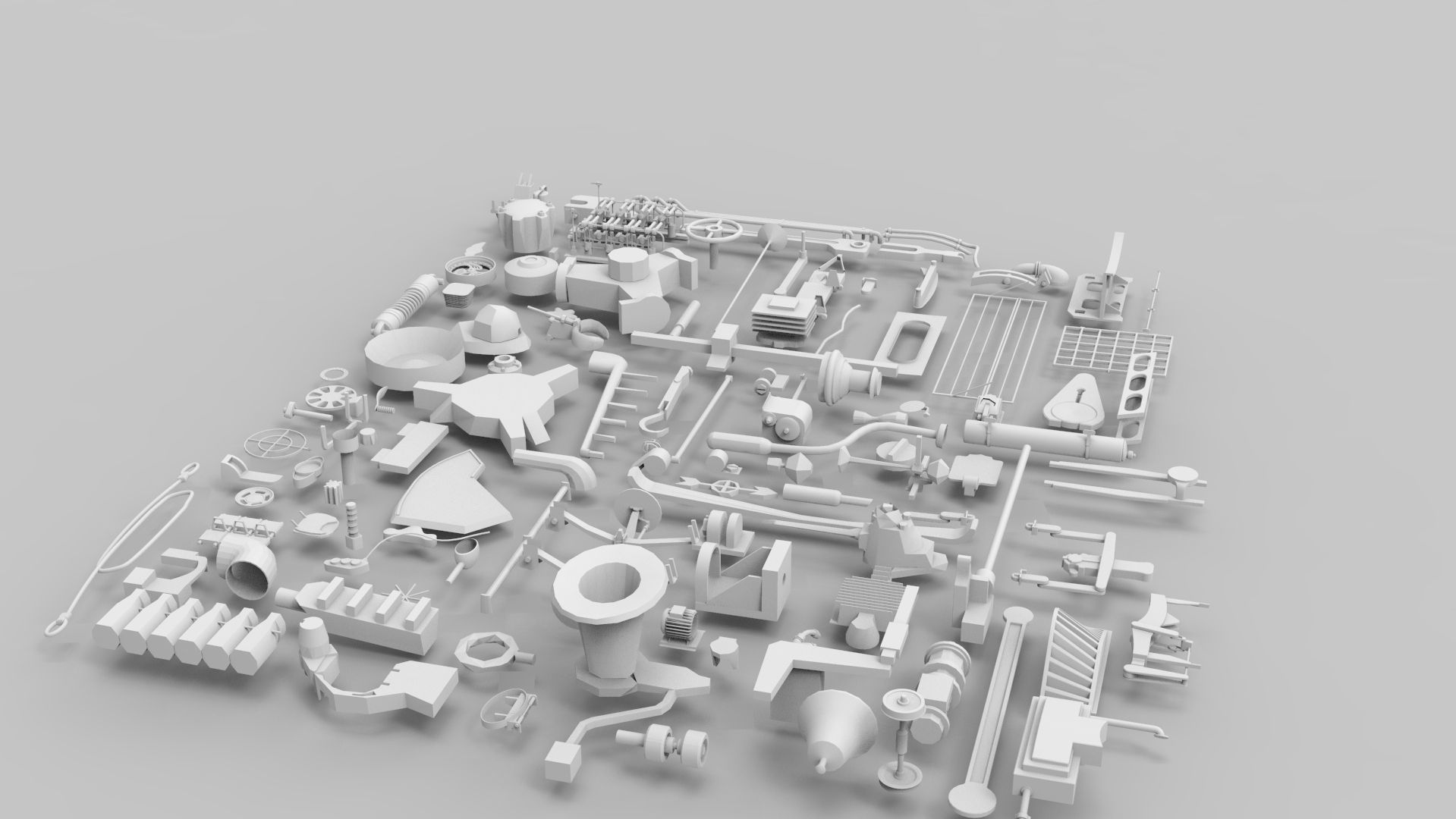 Kitbash-7 parts of machine 3D model_3