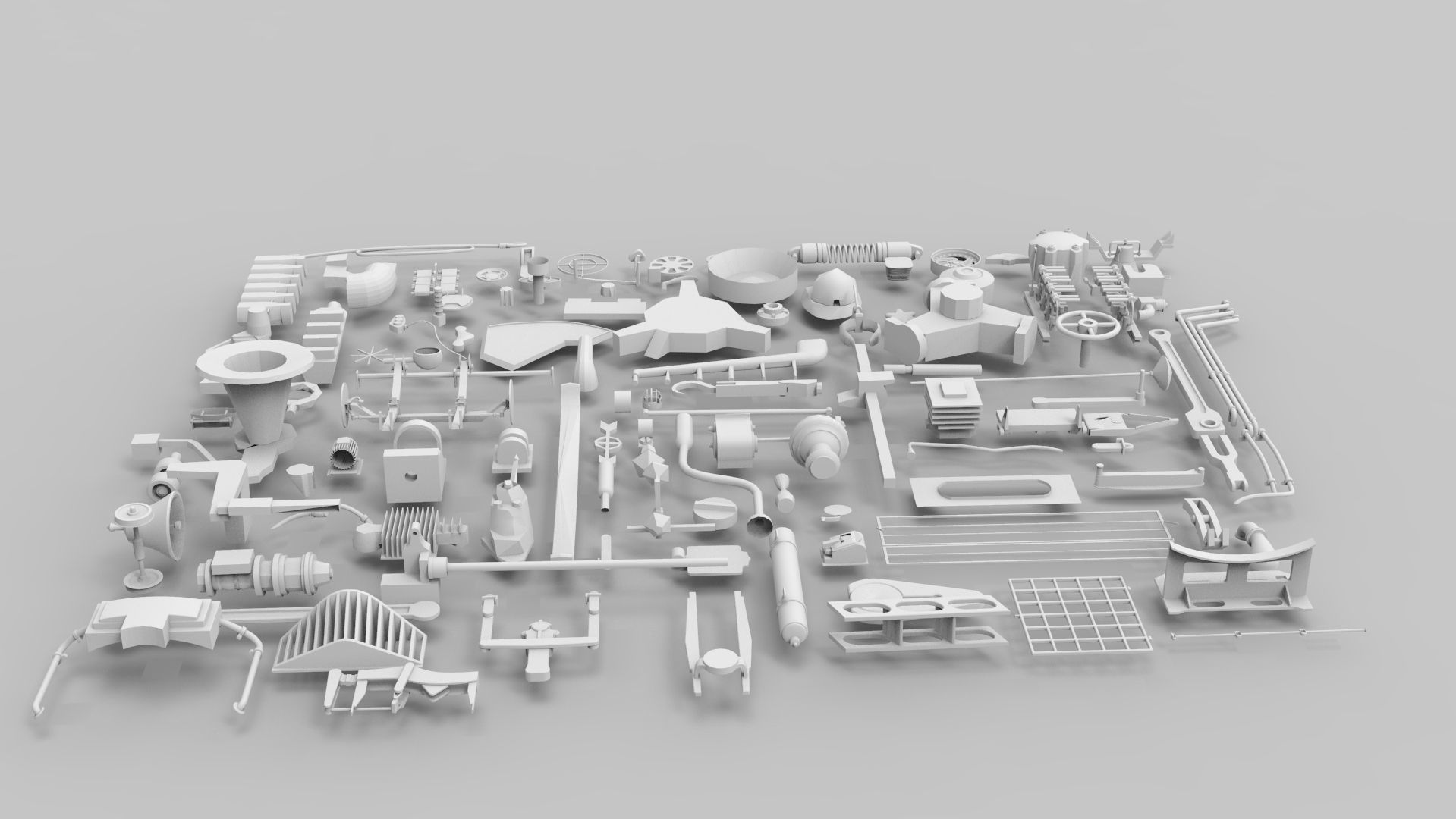 Kitbash-7 parts of machine 3D model_5