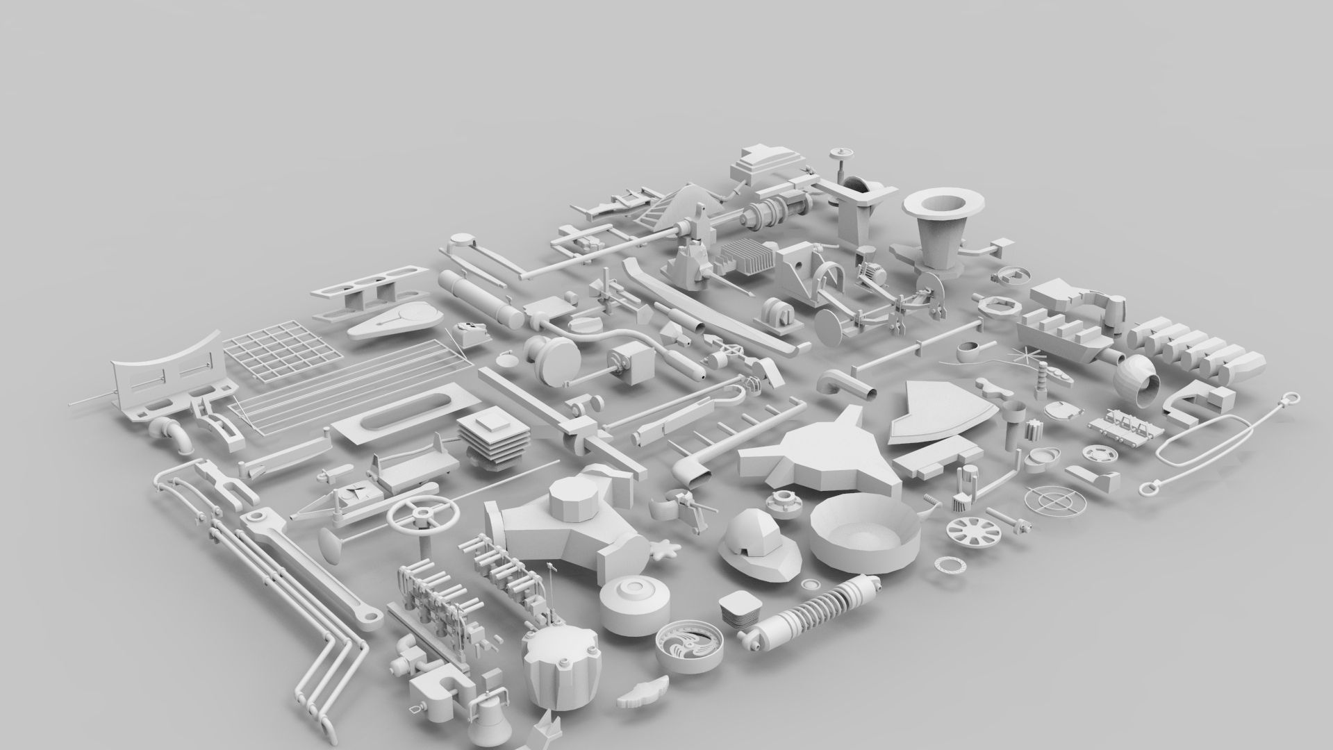 Kitbash-7 parts of machine 3D model_9