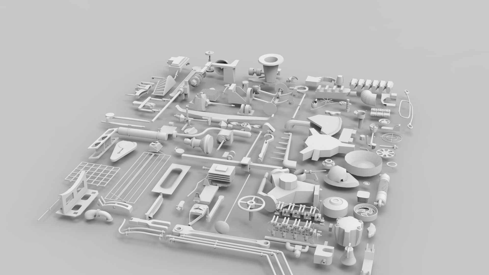 Kitbash-7 parts of machine 3D model_8