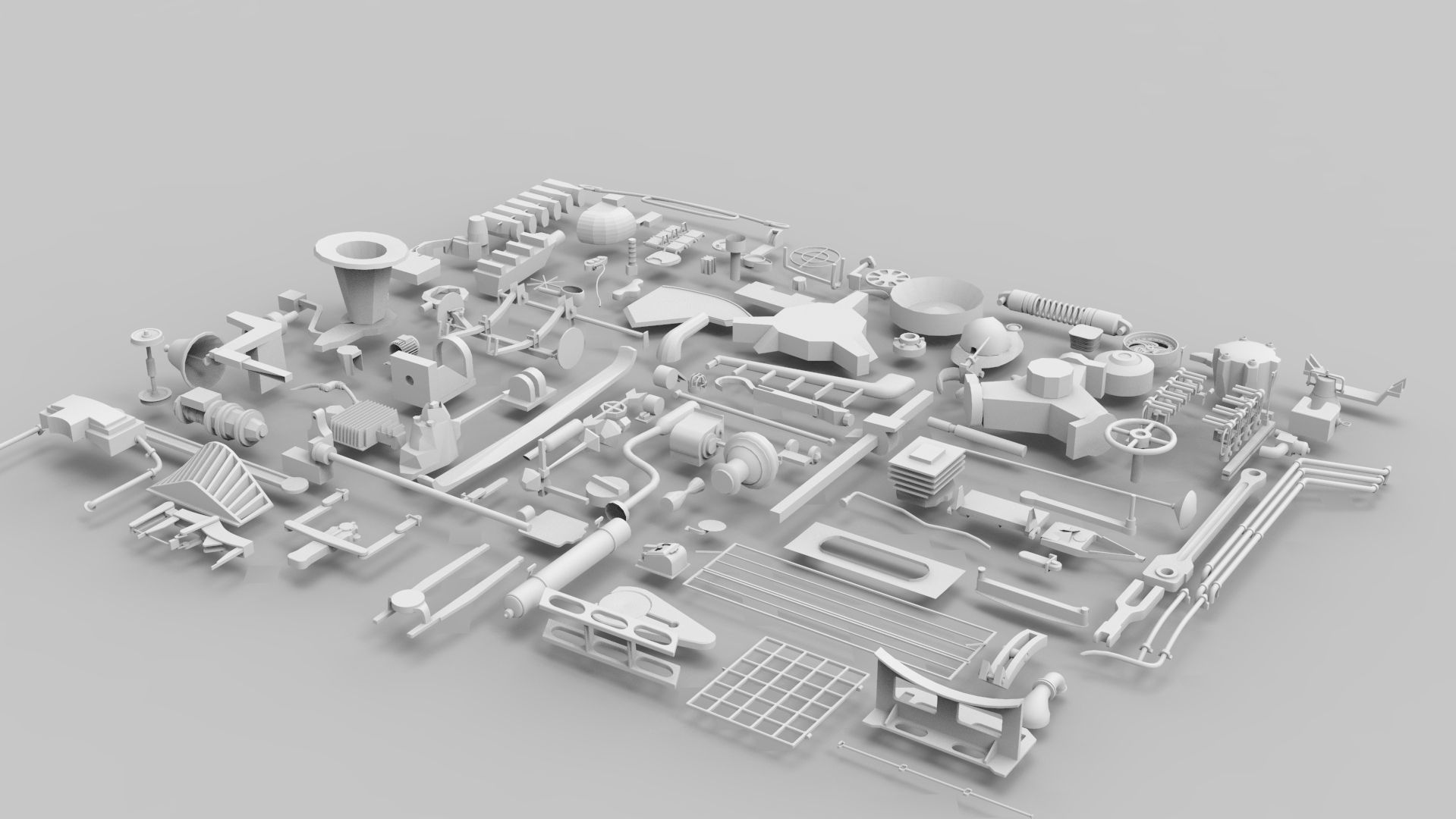 Kitbash-7 parts of machine 3D model_6