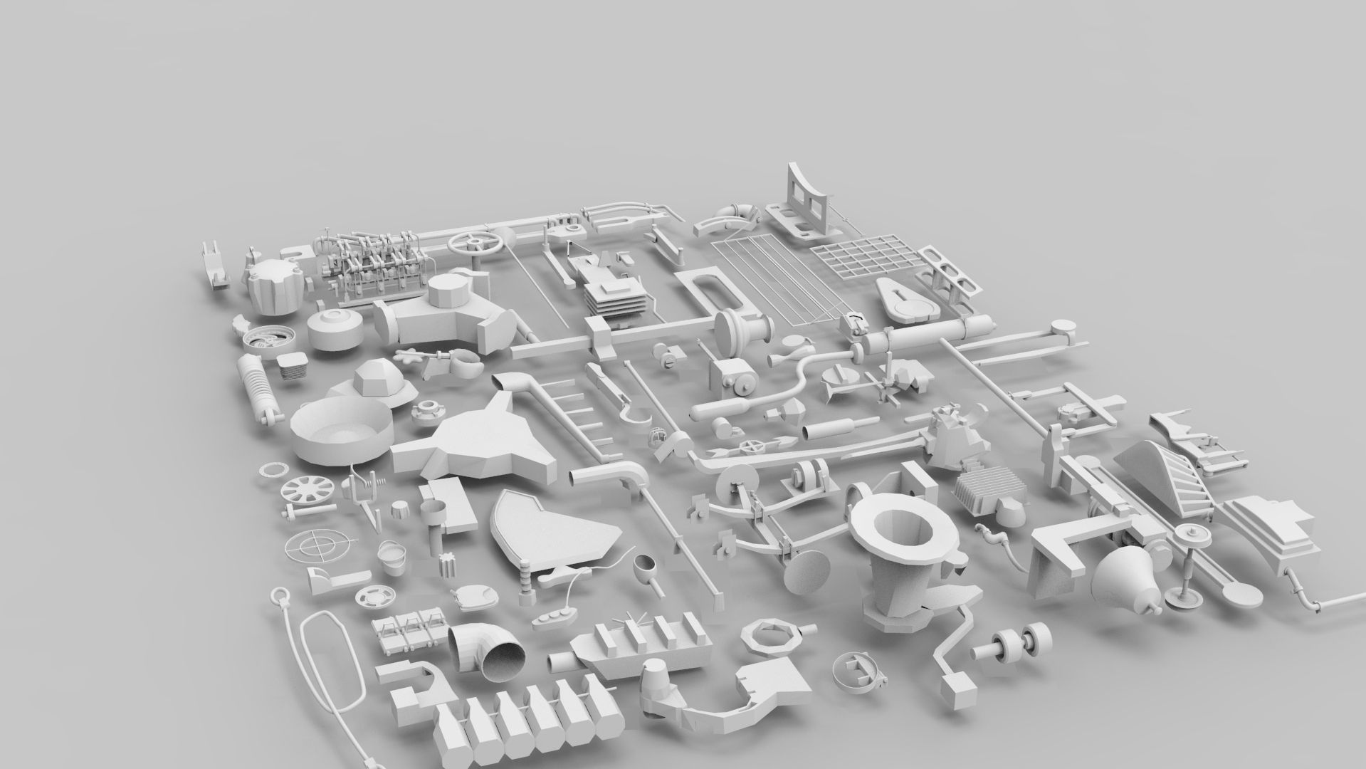 Kitbash-7 parts of machine 3D model_2