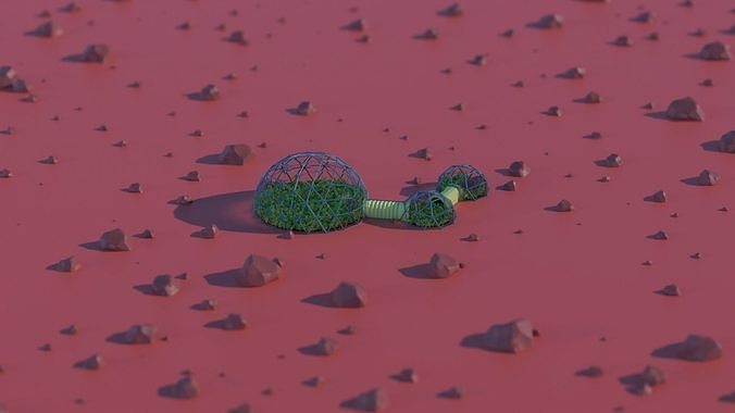 Mars Base Low-poly 3D model