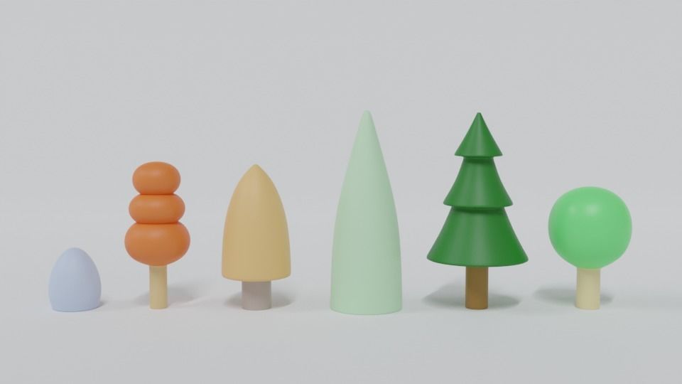 Low Poly Cartoon Tree Toys Low-poly 3D model_4