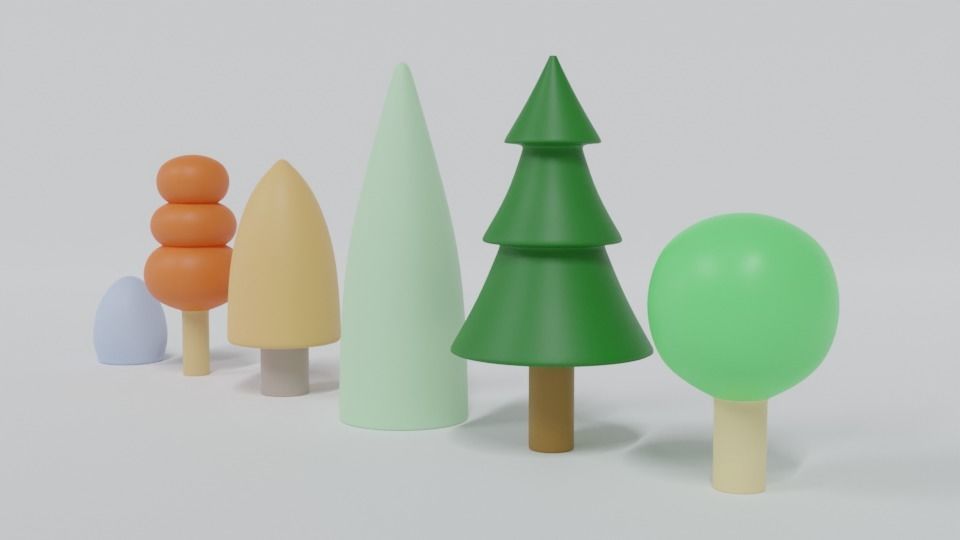 Low Poly Cartoon Tree Toys Low-poly 3D model_5