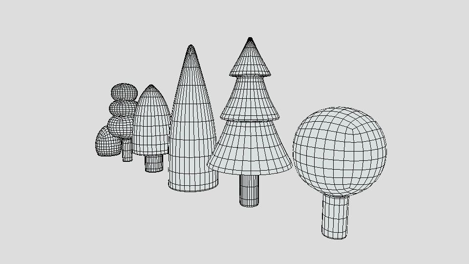 Low Poly Cartoon Tree Toys Low-poly 3D model_14