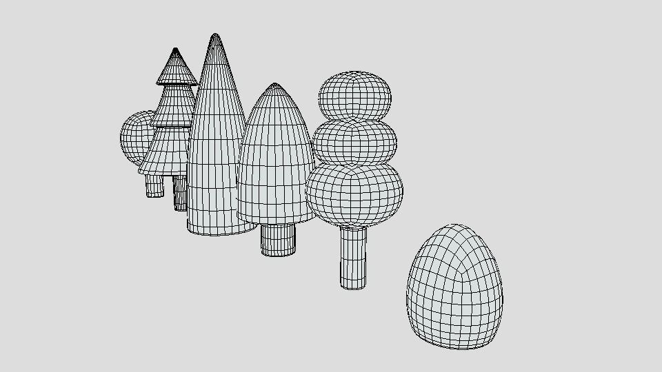 Low Poly Cartoon Tree Toys Low-poly 3D model_12