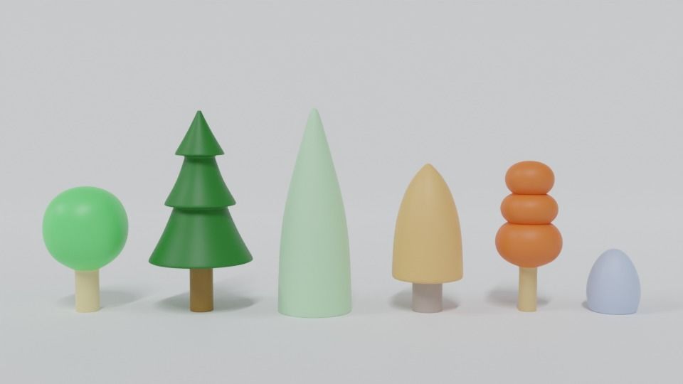 Low Poly Cartoon Tree Toys Low-poly 3D model_1