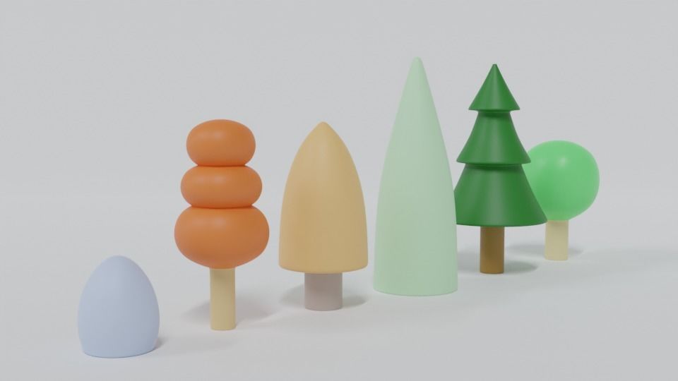 Low Poly Cartoon Tree Toys Low-poly 3D model_3
