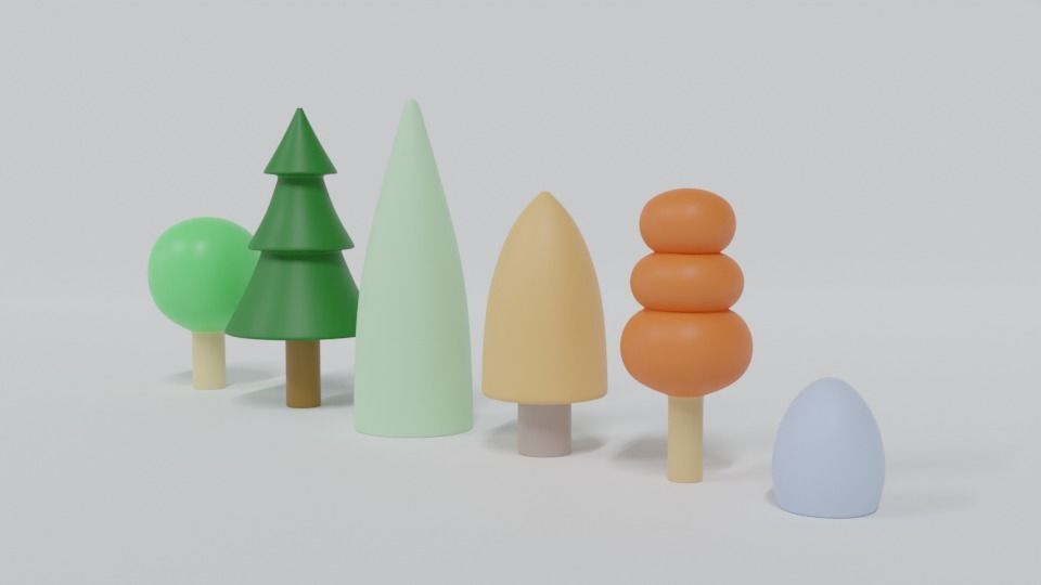Low Poly Cartoon Tree Toys Low-poly 3D model_2