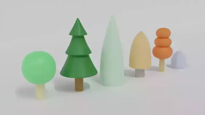 Low Poly Cartoon Tree Toys