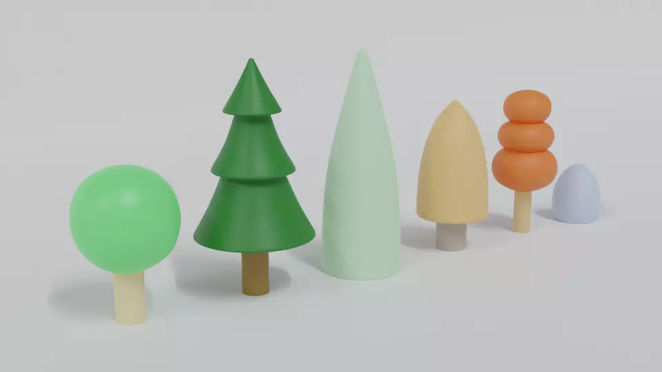Low Poly Cartoon Tree Toys Low-poly 3D model_0