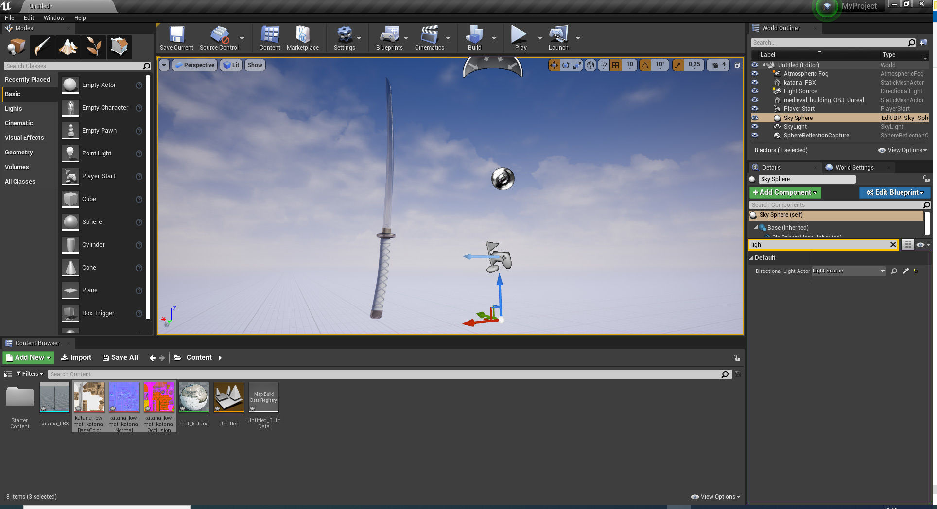 Katana Game Ready samurai sword Low-poly 3D model_7