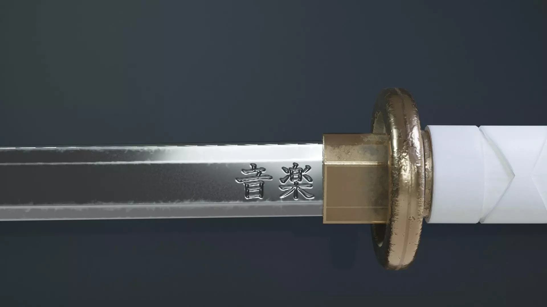 Katana Game Ready samurai sword Low-poly 3D model_0