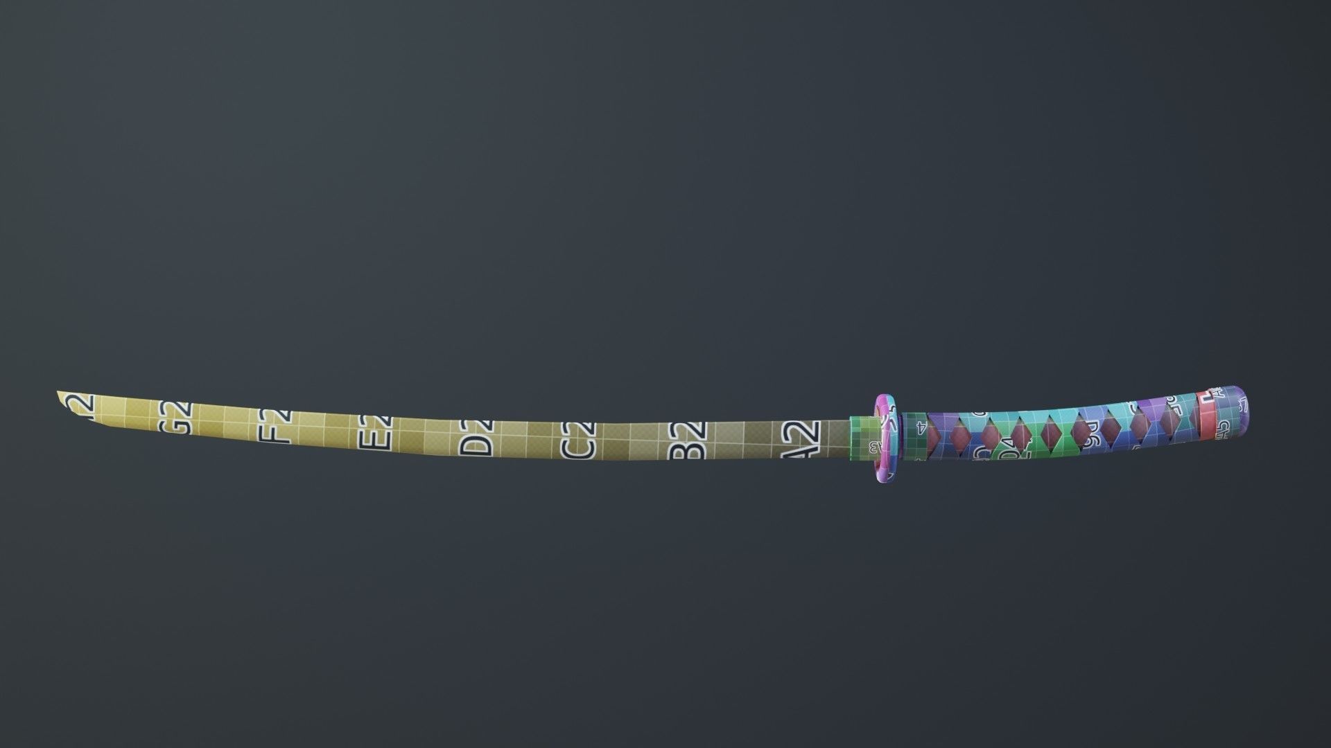 Katana Game Ready samurai sword Low-poly 3D model_3