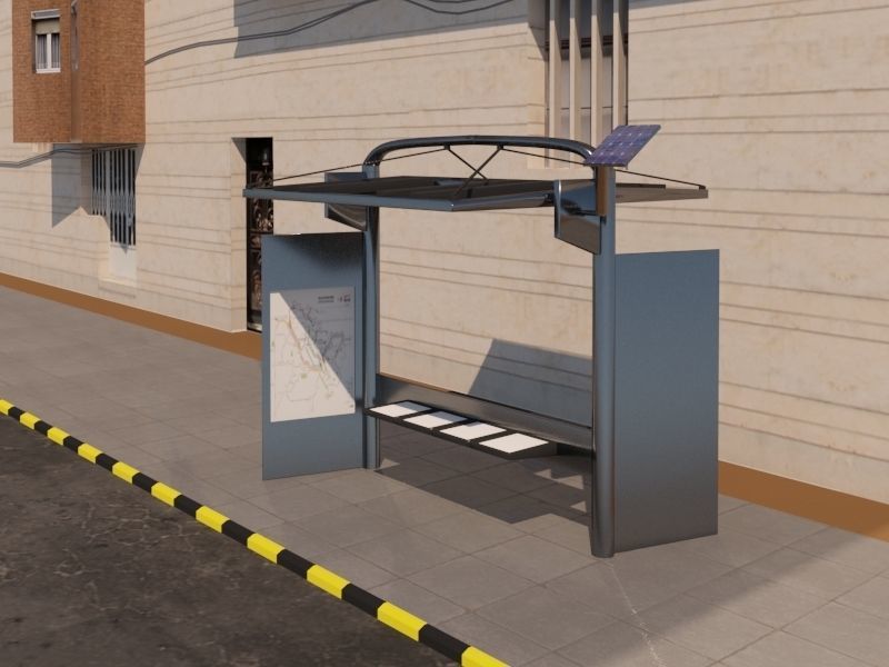 Sustainable Bus stop 3D model_3