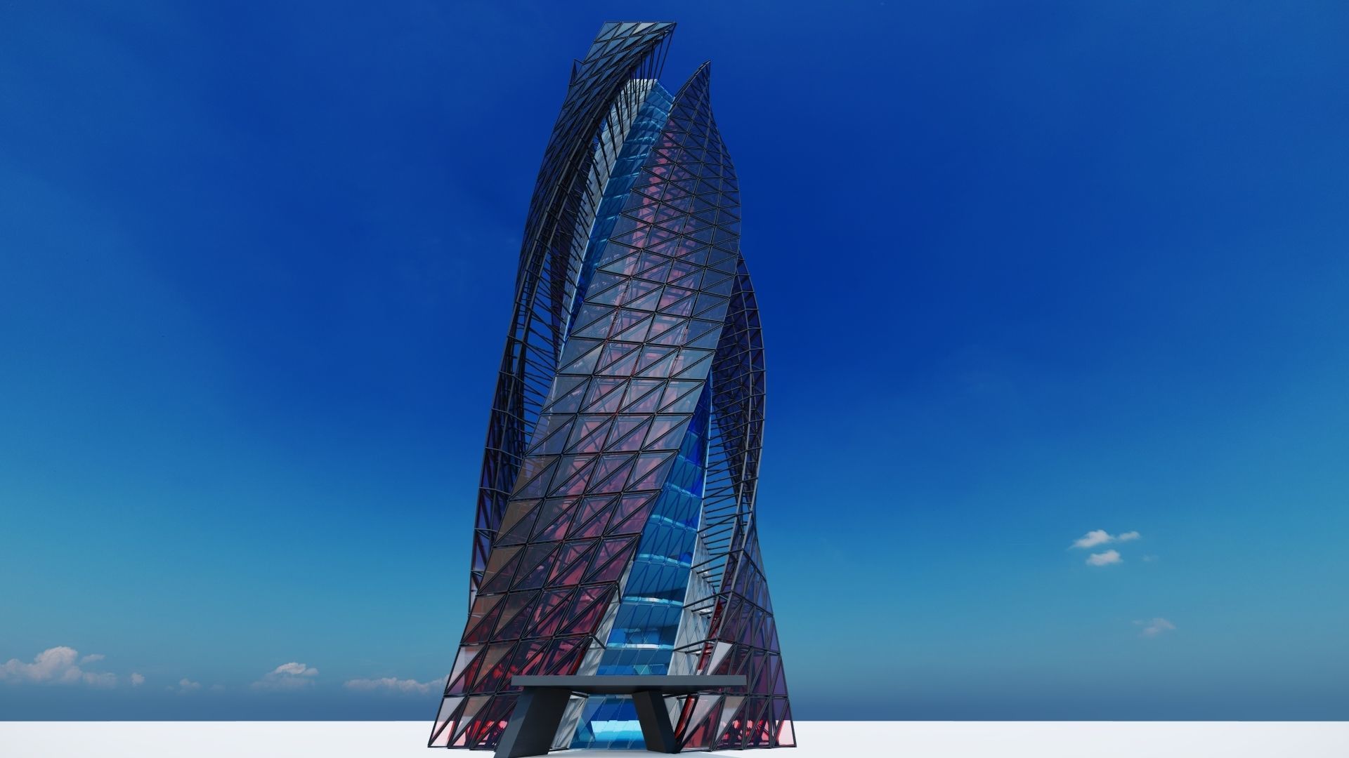 SKYSCRAPER - GLASS TOWER - FUTURE CITY ARCHITECTURE 3D model_5