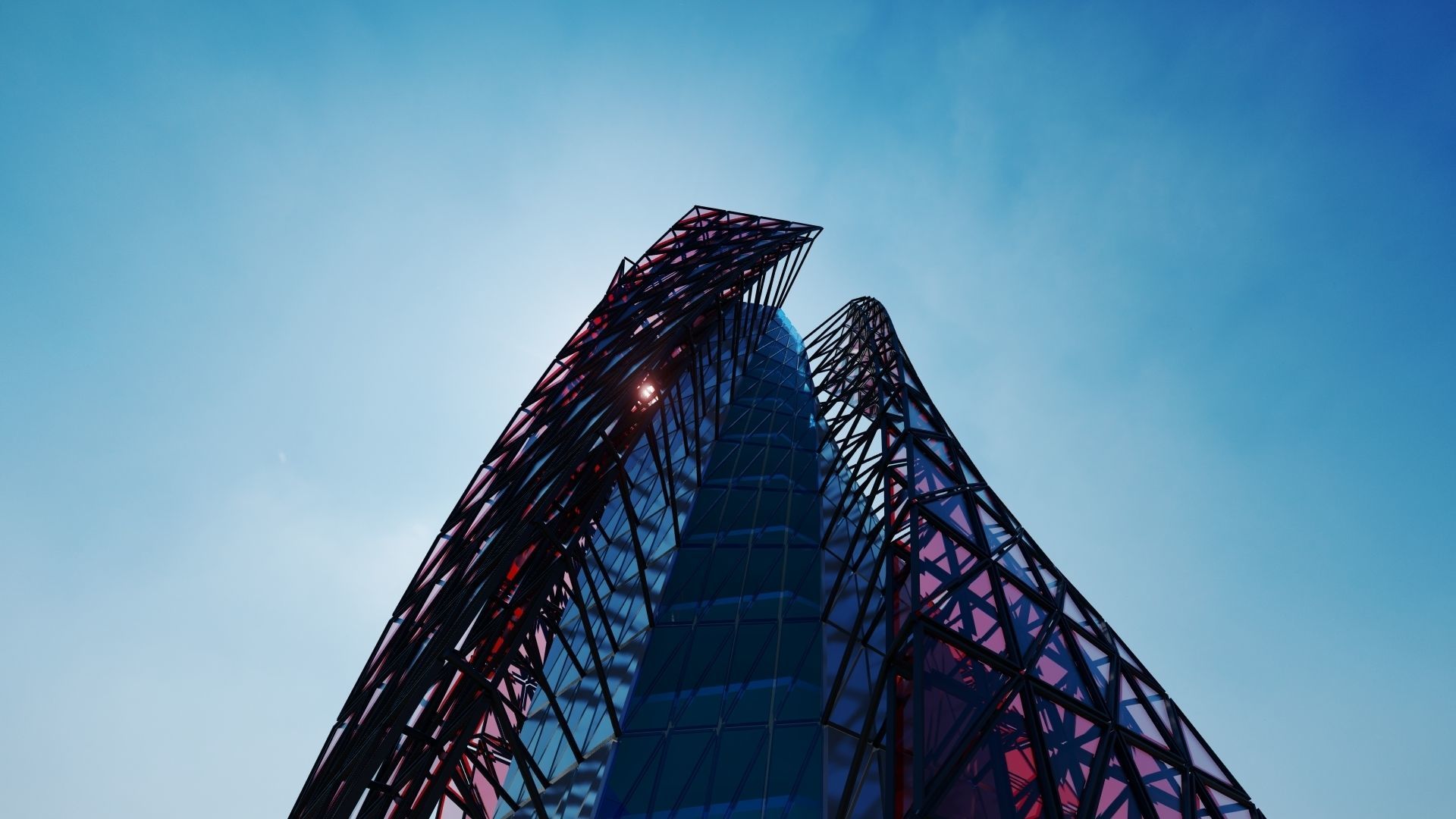 SKYSCRAPER - GLASS TOWER - FUTURE CITY ARCHITECTURE 3D model_3