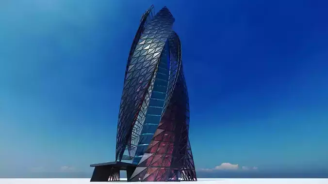 SKYSCRAPER - GLASS TOWER - FUTURE CITY ARCHITECTURE 3D model