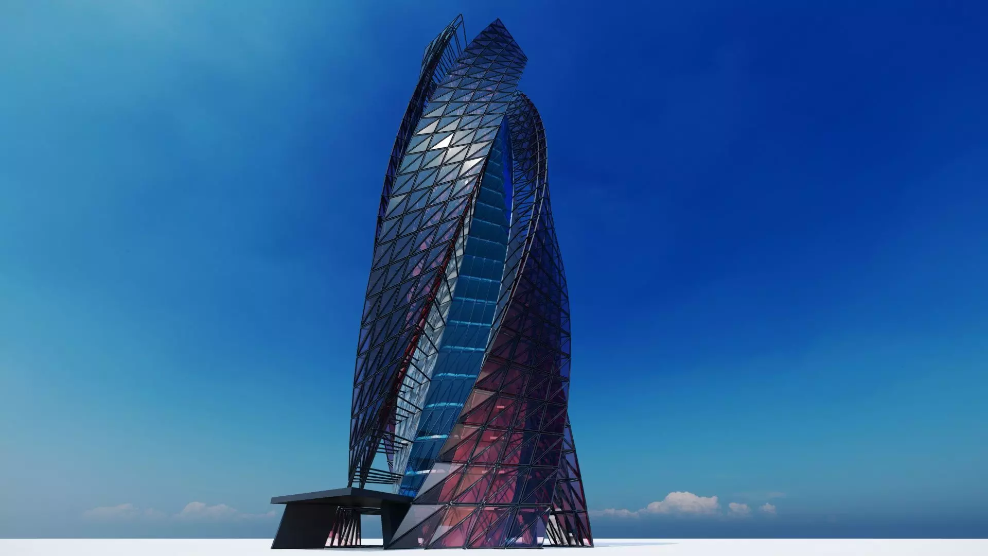 SKYSCRAPER - GLASS TOWER - FUTURE CITY ARCHITECTURE 3D model_0