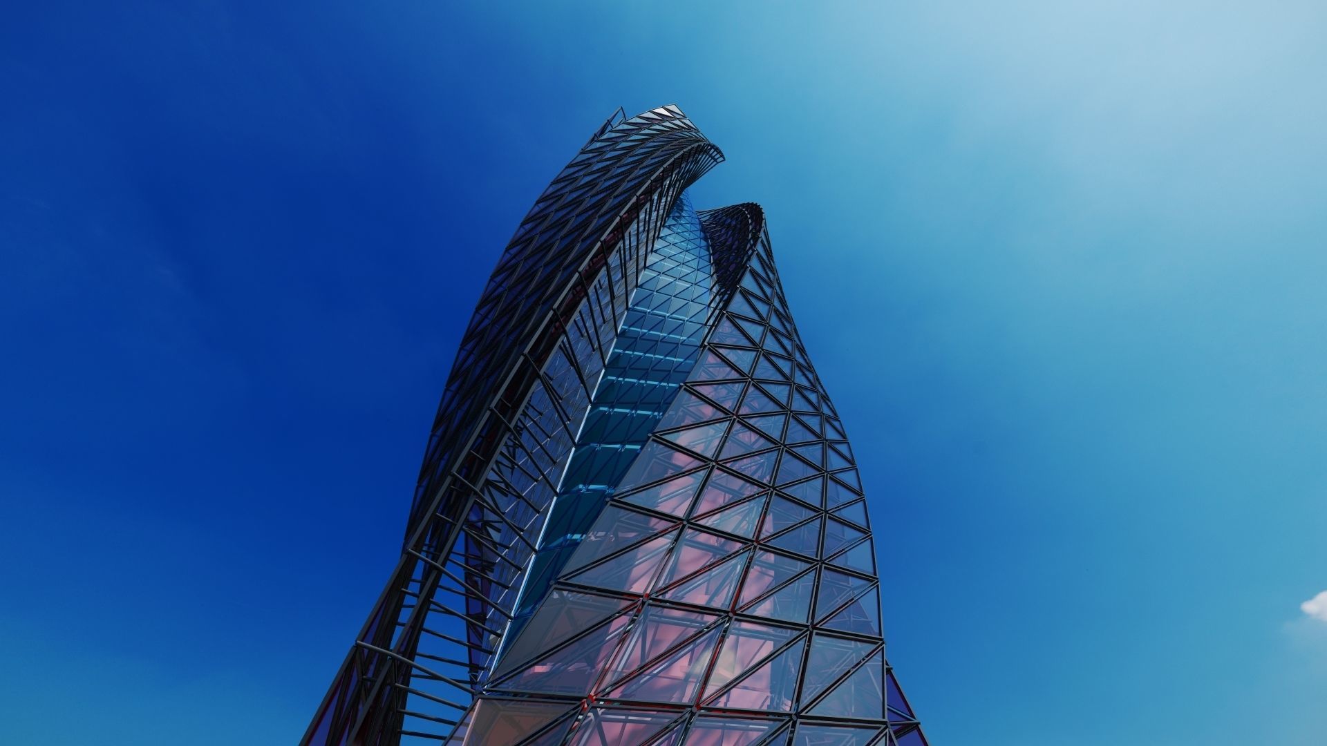 SKYSCRAPER - GLASS TOWER - FUTURE CITY ARCHITECTURE 3D model_1