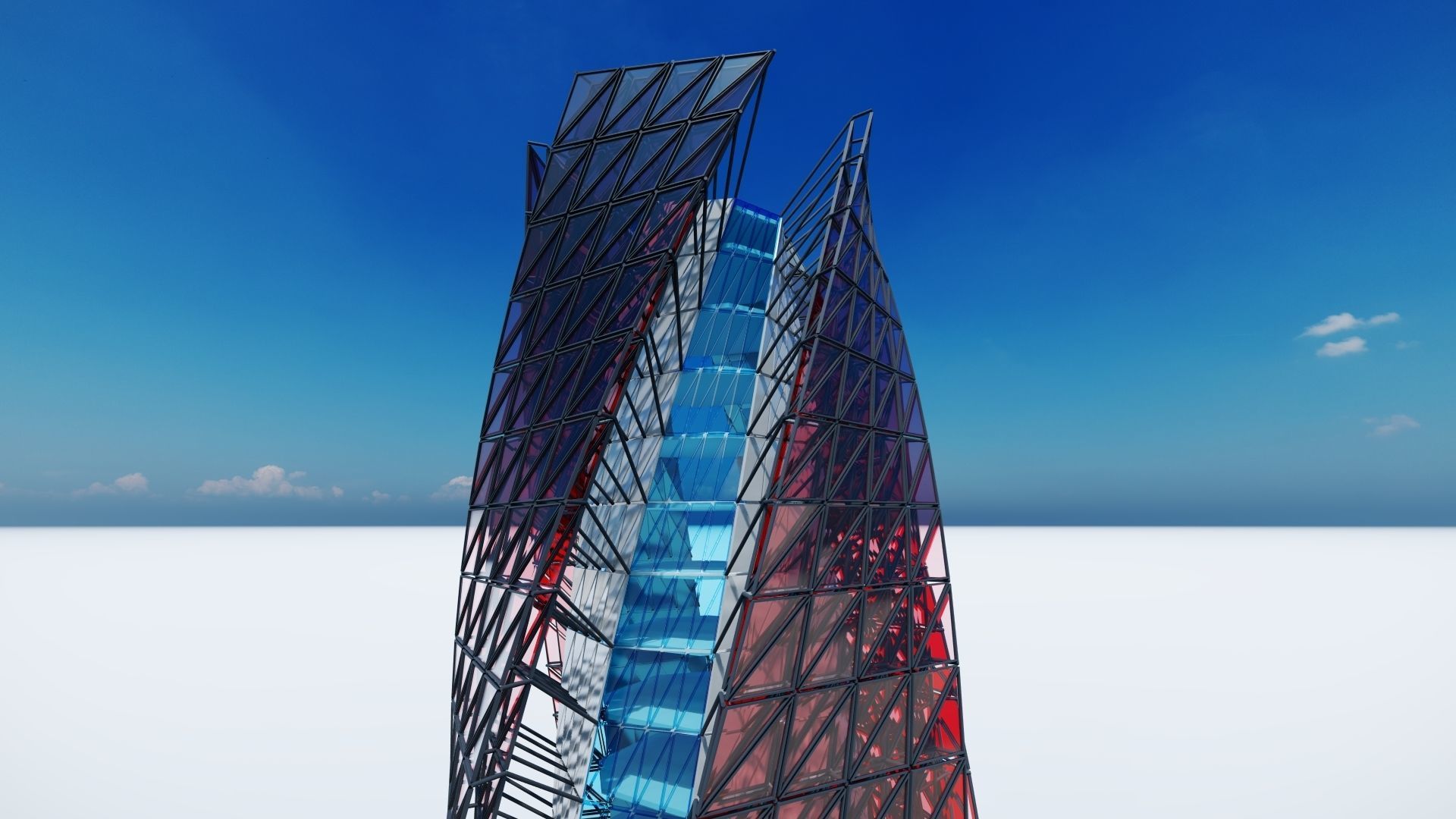 SKYSCRAPER - GLASS TOWER - FUTURE CITY ARCHITECTURE 3D model_2