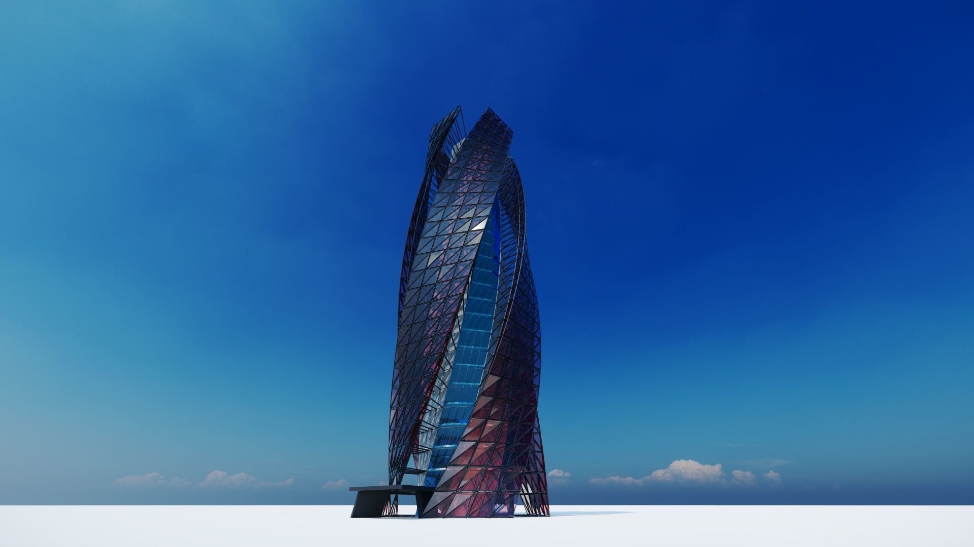 SKYSCRAPER - GLASS TOWER - FUTURE CITY ARCHITECTURE 3D model_6