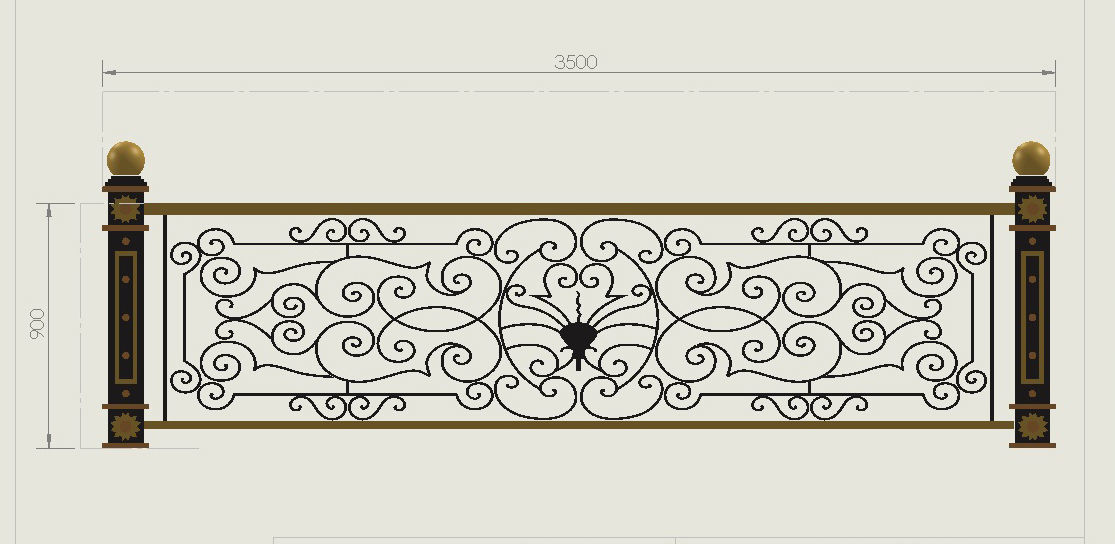 Art iron balcony AA1- 3D model with 2D drawings ready 3D model_27