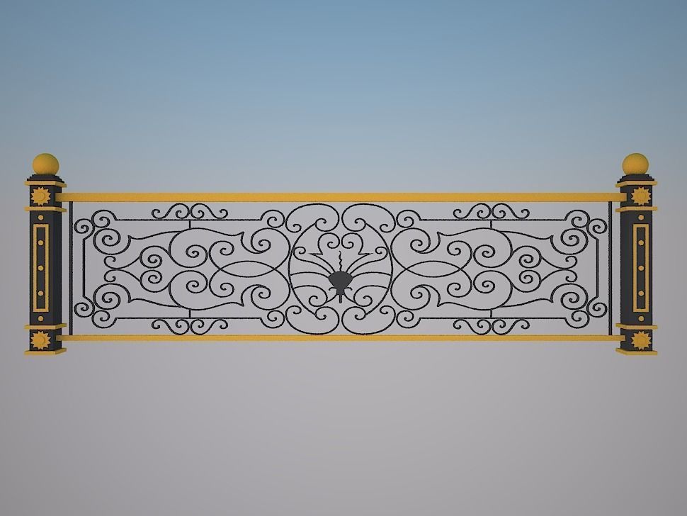 Art iron balcony AA1- 3D model with 2D drawings ready 3D model_18