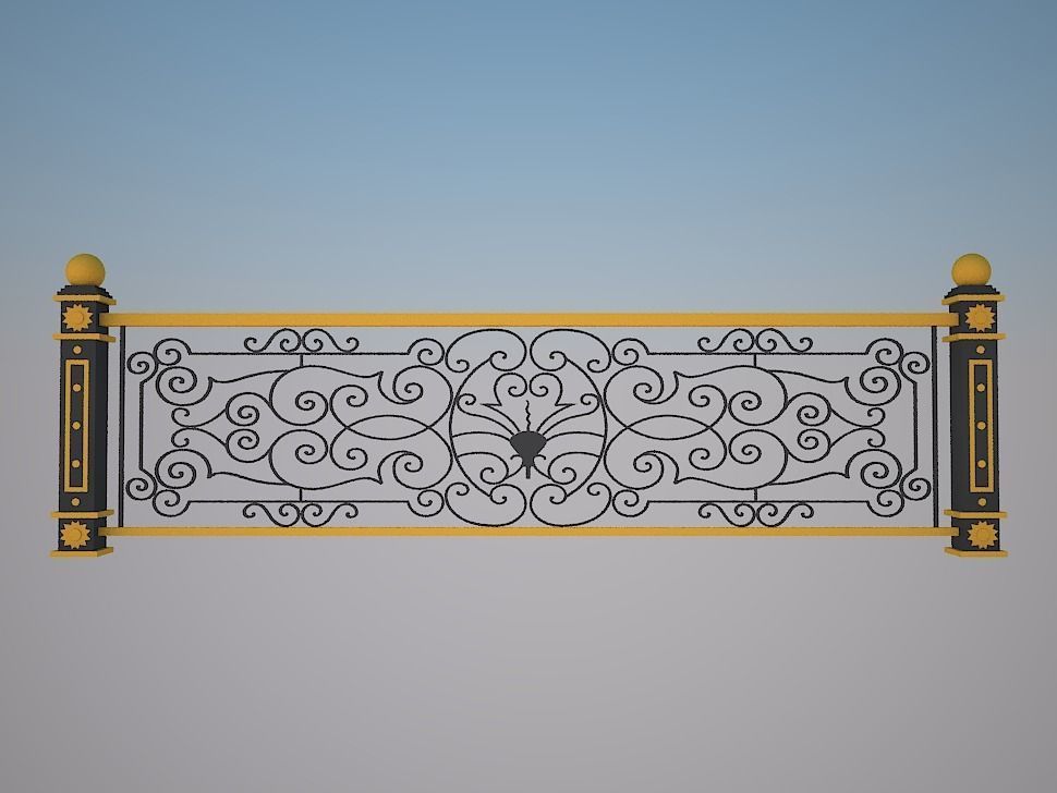 Art iron balcony AA1- 3D model with 2D drawings ready 3D model_16