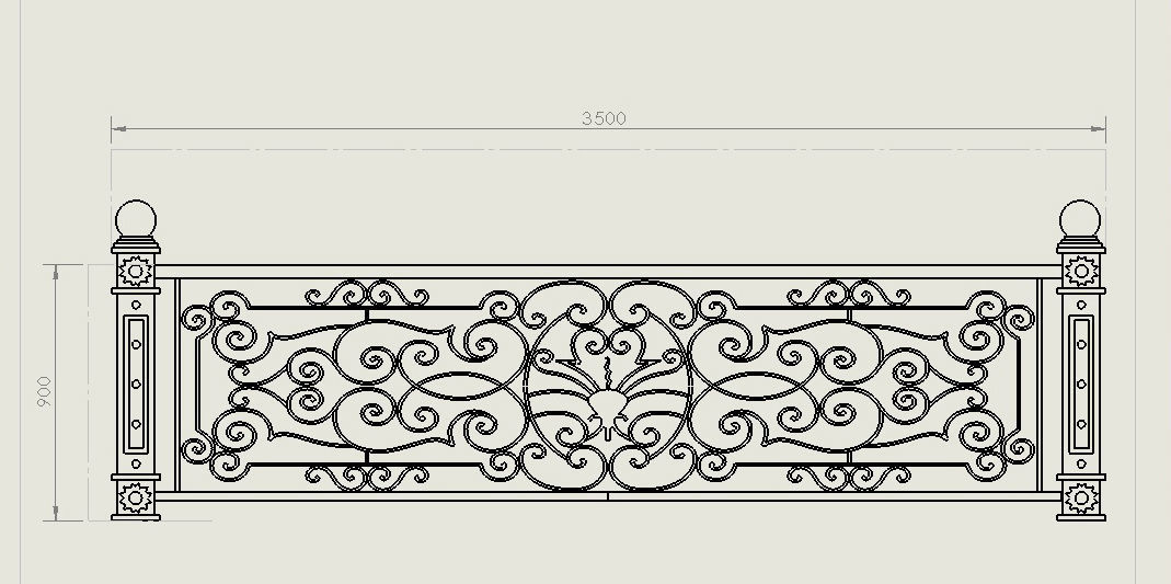 Art iron balcony AA1- 3D model with 2D drawings ready 3D model_29