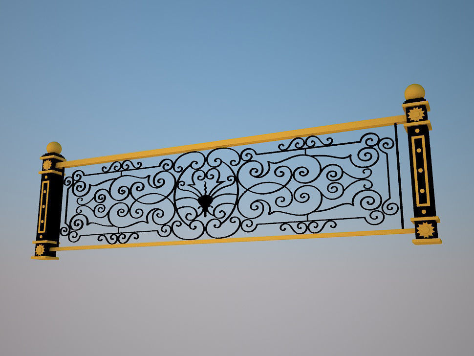Art iron balcony AA1- 3D model with 2D drawings ready 3D model_9