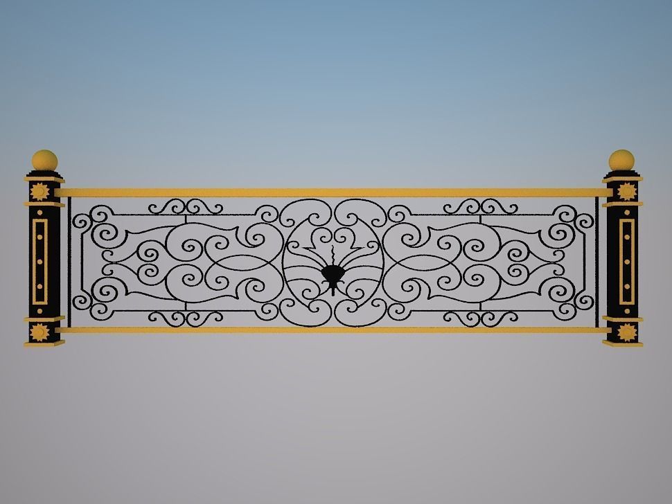 Art iron balcony AA1- 3D model with 2D drawings ready 3D model_17