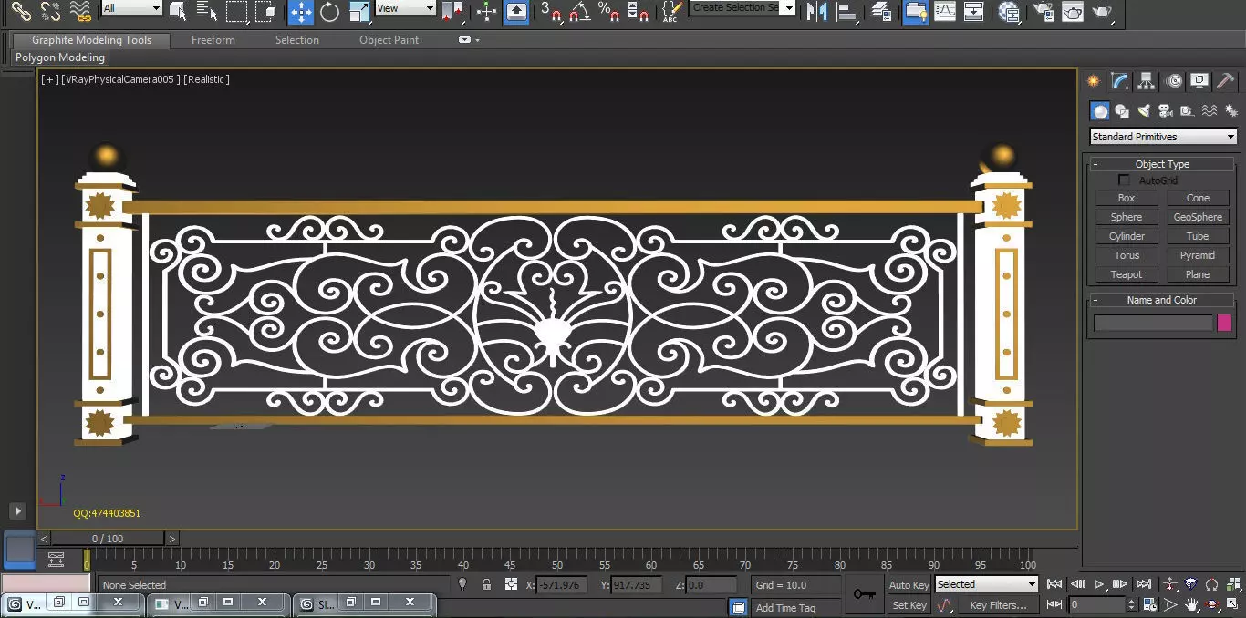 Art iron balcony AA1- 3D model with 2D drawings ready 3D model_0