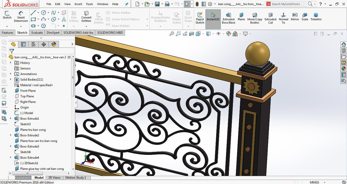Art iron balcony AA1- 3D model with 2D drawings ready 3D model_42